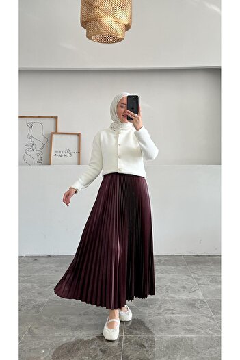Nur Okur Fusta plisată Diana Burgundy