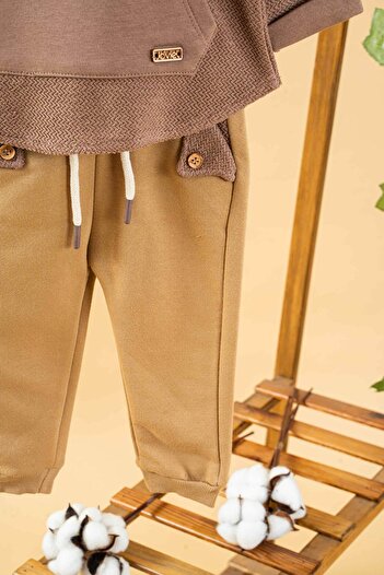 bombe Baby Kids καφέ βαμβακερό σετ 2 τεμαχίων First Ben Trend Fashion Bottom Top Σετ