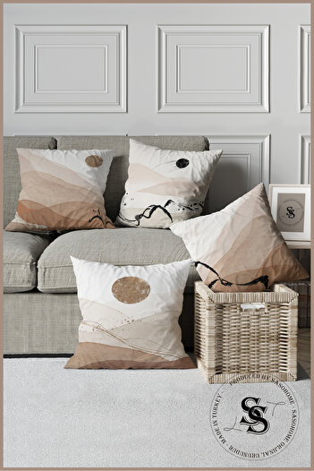SasoHome Painting Pattern Desert Sands Patterned 4-Piece Combination Digital Printed Throw Pillow Cover