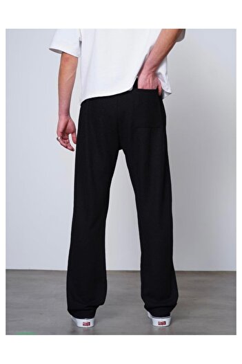 More Siyah Fitilli Baggy Pantolon