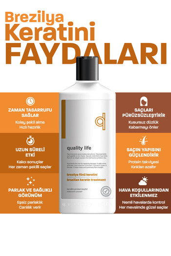 Quality Life Brezilya Keratin Bakım Terapisi Set Keratin Kalıcı Saç Düzleştirici Brezilya Fönü Keratin Saç Bakımı