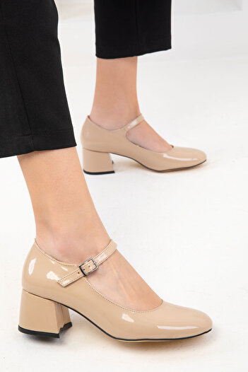 SOHO Nude Patent Leather Women's Classic Heeled Shoes 18447