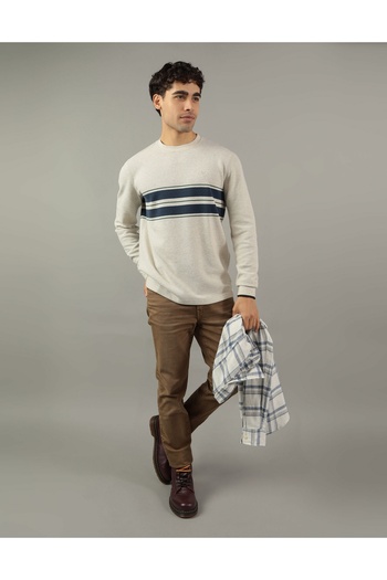 AMERICAN EAGLE Ae Long-Sleeve Striped Thermal T-Shirt