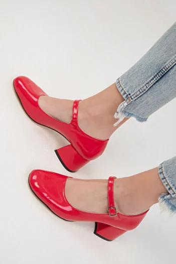 SOHO Red Patent Leather Women's Classic Heeled Shoes 18447