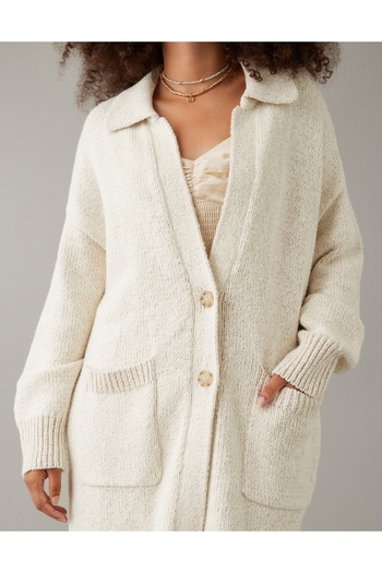 AMERICAN EAGLE AE Maxi Duster Cardigan Beige U-1341-1085