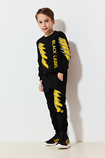 TRENDYOLKIDS Boy's Seasonal Thin Patterned Set - Black Tkdaw25au00029