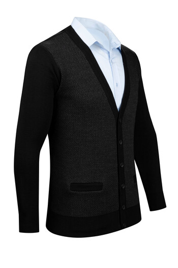 Çizgi Triko Men's Striped Knitwear Oversize Cardigan - Patterned Sleeve, Elastic Waist, Steel Knit, Classic Fit - 5014Mb