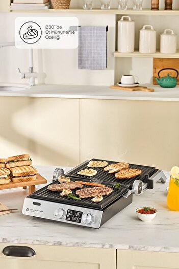 Karaca Compact Steel Pro Sear and Grill Inox 2007 Grill and Toaster 2000 W 6 Slice Capacity