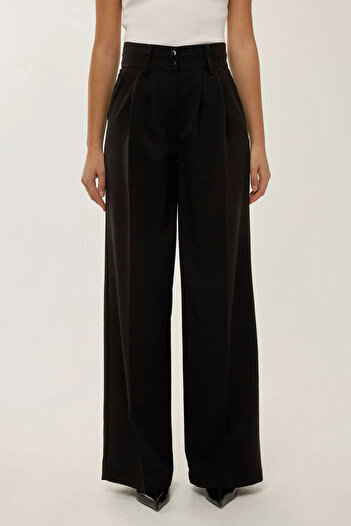 Hiccup Double Waist Banded Wide Leg Trousers