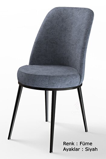 Canisa Concept Nil Serisi 70x110 Sabit Mutfak Masası Takımı Siyah Mermer Desen Masa 4 Füme Sandalye