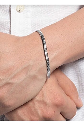 Tajemny Italian Unisex Steel Flat Scrunch Bracelet