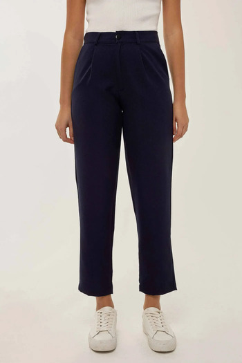 Hiccup High Waist Pleated Pipe Leg Pants