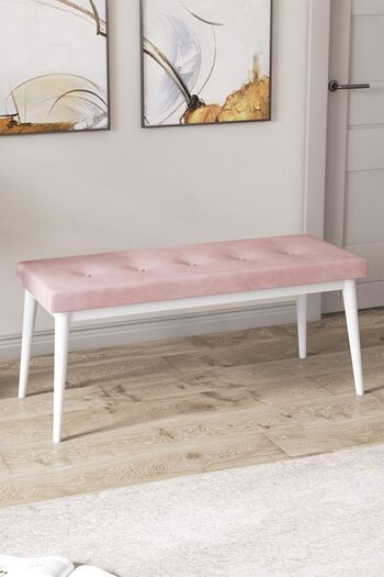 Canisa Concept Arwen Serisi Bench, Gürgen Tam İsleket 1.sınıf Babyface Kumaş  Pembe Bench  Beyaz Ayak