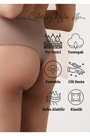 red iç giyim Cotton Women's High Waist Thong 5 Pack