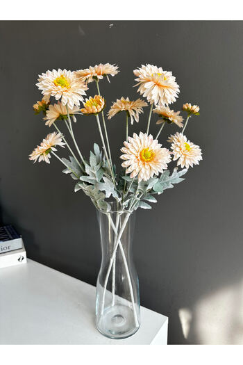 Luvienn Yapay 3 Adet Saten Somon Gerbara -3 Dal Gerbera Vazo Çiçeği
