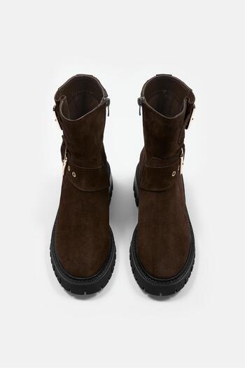 NILUFARR Johan Brown Suede Genuine Leather Women's Boots