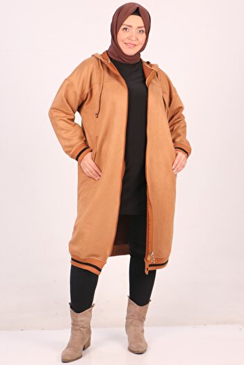 Eslina 33074 Plus Size Nubuck Ribbed Cap-Tan