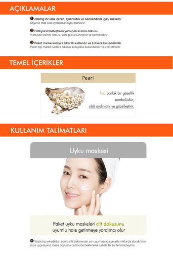 Missha Avantajlı Aydınlatıcı Nemlendirici ve İnci Özlü Uyku Maske(10mlx5Ad) Pure Source Pocket Pack (Pearl)