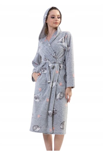 VİENETTA Women's Fleece Hooded Long Dressing Gown 
 , 203196