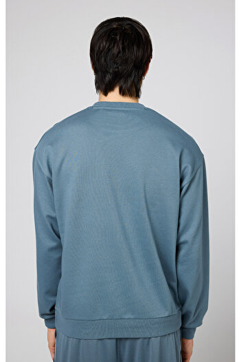 Champion Modern Basket Crewneck Sweatshirt Mavi Erkek Sweatshirt-219799-ES017
