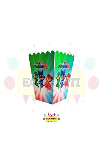 ECM PARTI Pijamaskeliler Themed Cardboard Popcorn Corn Box 8 Li - Birthday Party Set Supplies