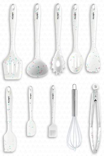 valletta White Dotted Salvatore 10 Piece Spatula Set