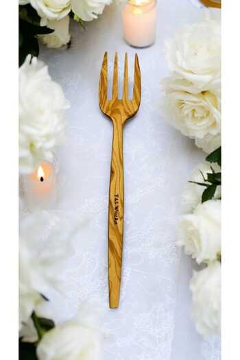 F&S WoodArt Edremite Olive Wood Natural Wood Handmade Serving Fork 26.5 cm