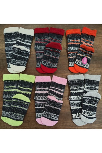 Leement socks Дамски чорапи за дома с 6 чифта неплъзгащи се коремни мускули и кърпа вътре, щамповани