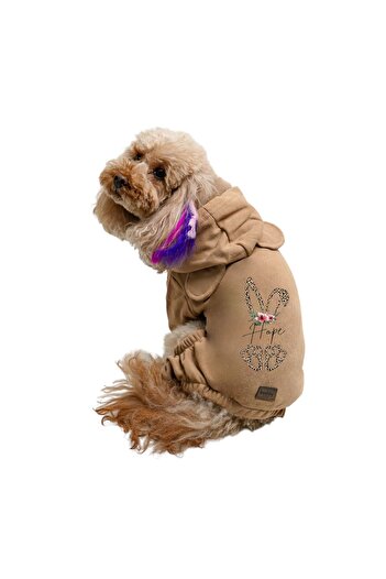 Buddy Store بذلة قطة وكلب / سلسلة بيجامة - بذلة بيج مطبوعة من Hope