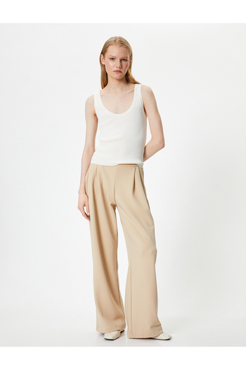 Koton Palazzo Trousers Wide Leg Normal Waist Pocket Detailed