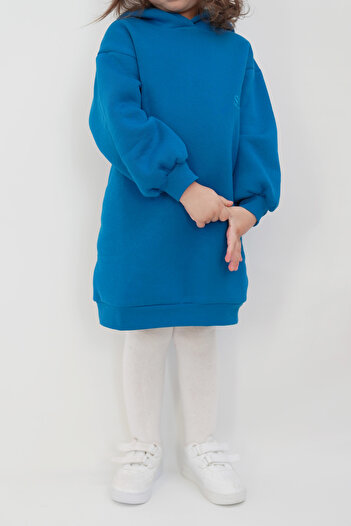 SAİS Fashion Kız Çocuk Kapüşonlu Oversize Hoodie Elbise - Uç Iplik - Elbise (2- 4 YAŞ)