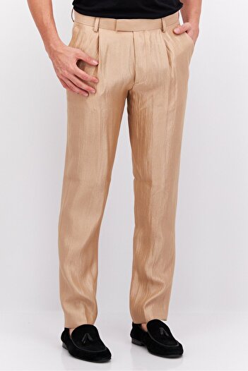 Asos Design Men Tapered Shiny Dress Pants, Tan