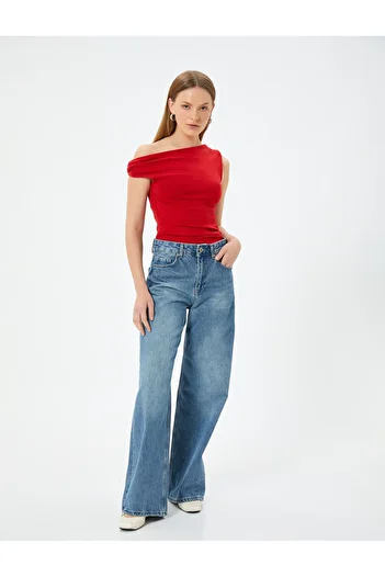 Koton Boat Neck Top Sleeveless Draped