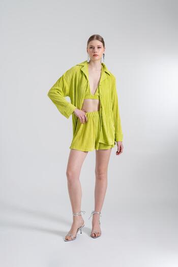 HOLLY LOLLY Πράσινο άνετο oversize πουκάμισο
