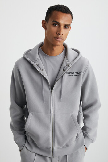 GRIMELANGE Lamar Men's Cotton Hooded Dark Gray Sweatshirt