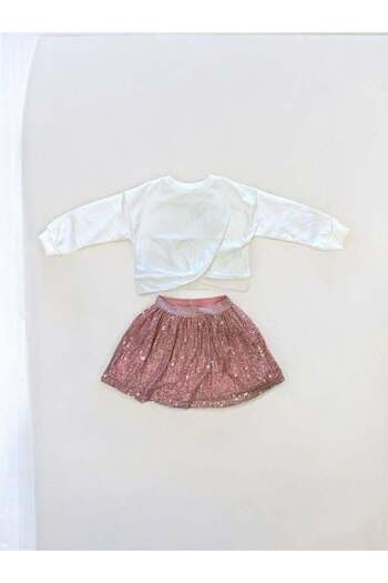 Zekids Girl's Crop Blouse Sequin Skirt Suit