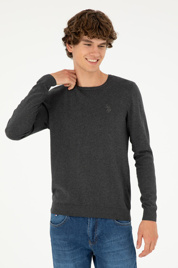U.S. Polo Assn. Men's Anthracite Melange Basic Sweater 50293505 -Vr081