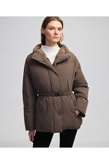 İpekyol Inflatable coat with artificial fur