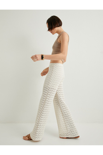 Koton Crochet Trousers Wide Leg Standard Waist Short Lined