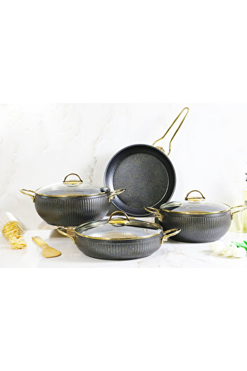 Evita Gold Oyster 7-Piece Granite Pot Set - XL