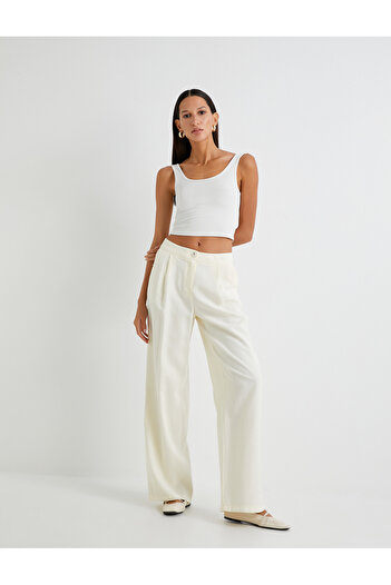Koton Palazzo Trousers Normal Waist Viscose Pocket Detailed
