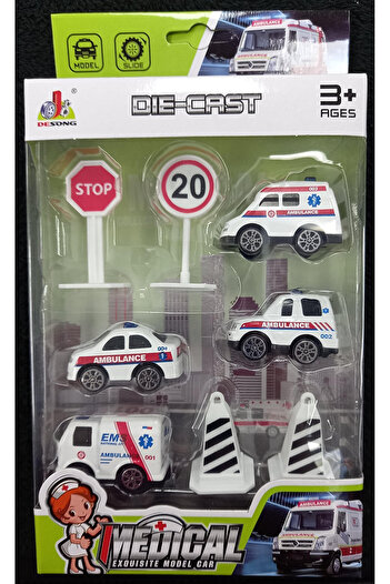 SmartFox Oyuncak Ambulans Araba Seti - 8 Parça - Metal