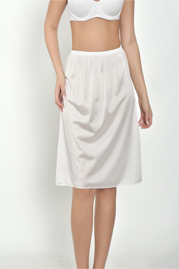 Şenay 2-Pack White Jersey Skirt and Underskirt - Quality Knee-Length Product (W4005)
