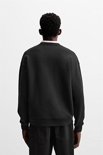 The Champ Clothing Black We Dont Do Ordinary. Written Crew Neck Oversize Sweatshirt
