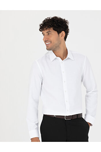 Pierre Cardin Μακρυμάνικο Λευκό Slim Fit Πουκάμισο - Dobby 50277397 -VR013