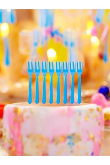 VibeHome 25Pcs Blue Forks - for Birthday Party and Fun Events