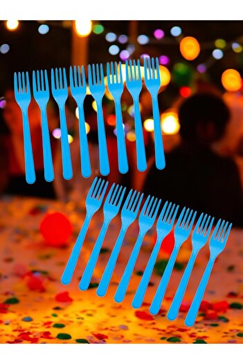 VibeHome 25Pcs Blue Forks - for Birthday Party and Fun Events