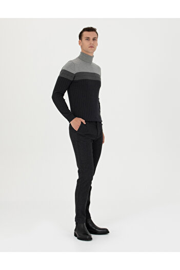 Pierre Cardin Siyah Slim Fit Kanvas Pantolon 50278460-VR046