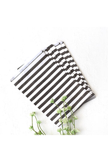 Bimotif Paper Bag with Line Pattern, Black-White 18X30 cm - 40 Pieces