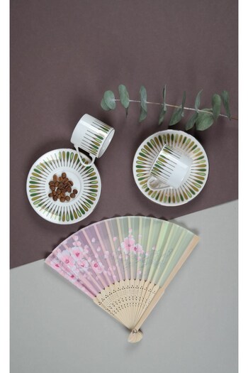 PORSER Pera Green Coffee Cup Set 80Cc 2 People 4 Pieces